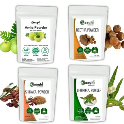 Amla Reetha Shikakai and Bhringraj Powder 100g each (Combo Pack of 4)